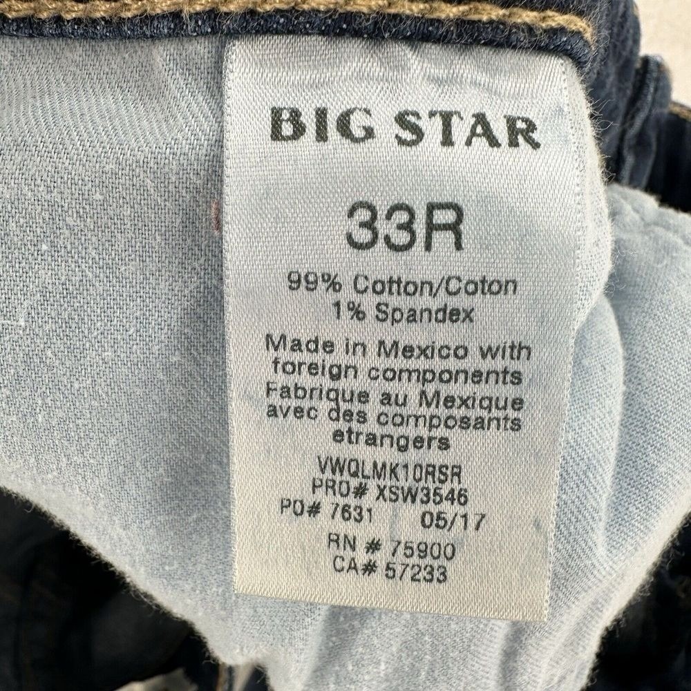 Big Star Liv Size 33R Mid Rise Skinny Jeans Dark Wash Womens Western Whiskered - Picture 7 of 9